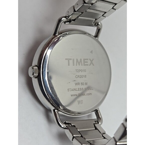 Timex T2P015 Camper Indiglo 37mm Quartz White Dial Date Silver Tone New Battery - Picture 11 of 13